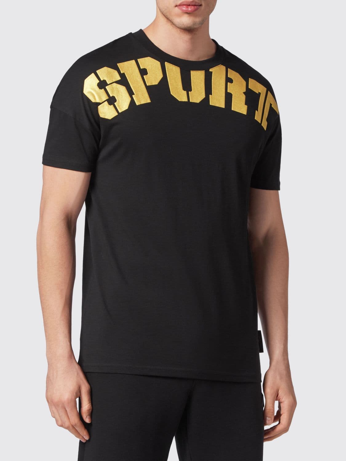 Plein Sport Jersey T-shirt with Dropped Shoulders and Back Logo Print