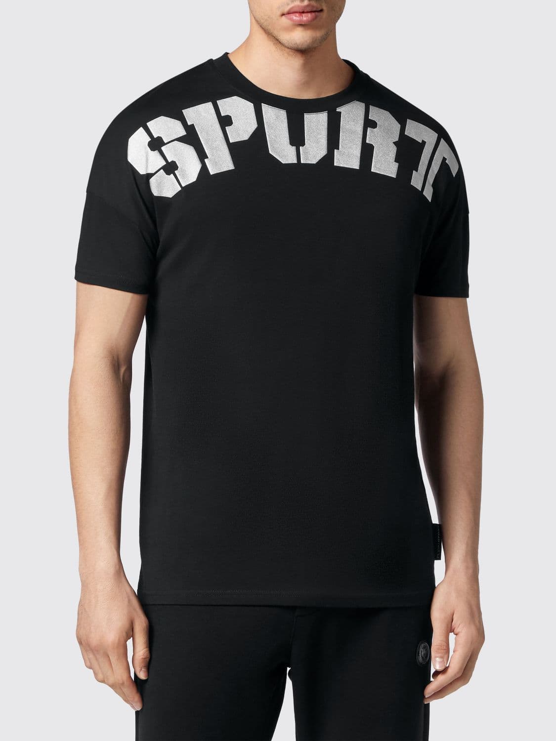 Plein Sport Jersey T-shirt with Dropped Shoulders and Back Logo Print