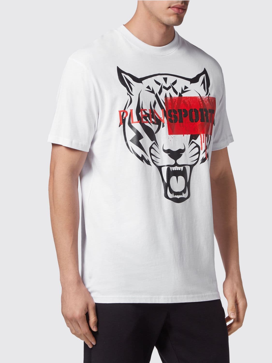 Plein Sport Graphic Print Jersey T-shirt with Contrasting Logo