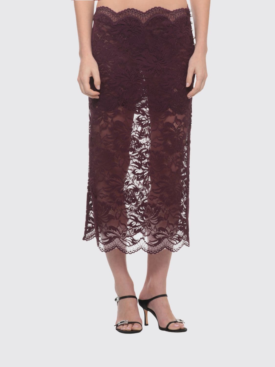 Rabanne Low-Waisted Lace Midi Pencil Skirt