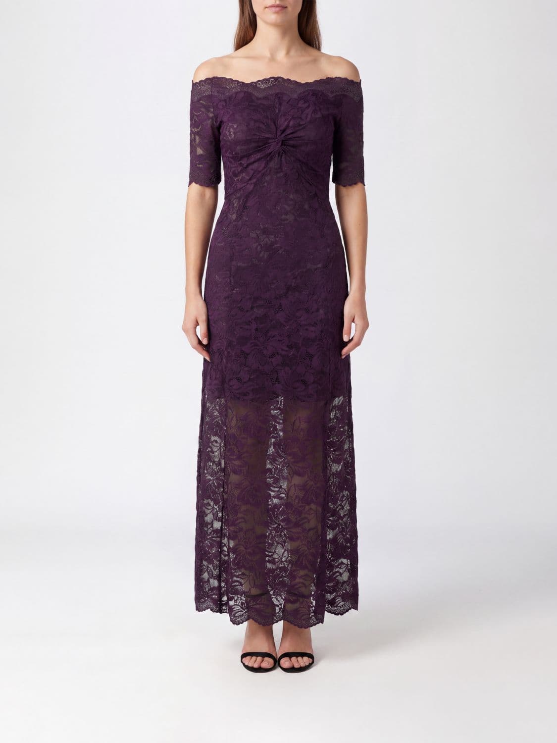 Rabanne Midi Sheath Dress in Calfskin Leather with Straight Neckline