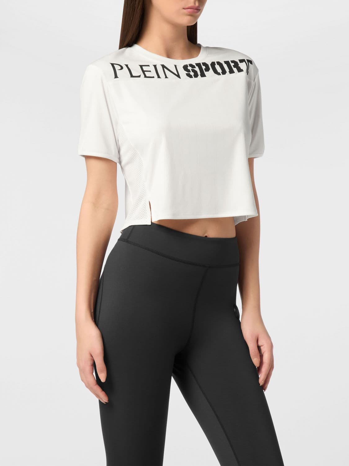 Plein Sport Cotton T-shirt with Square Back Neckline and Logo