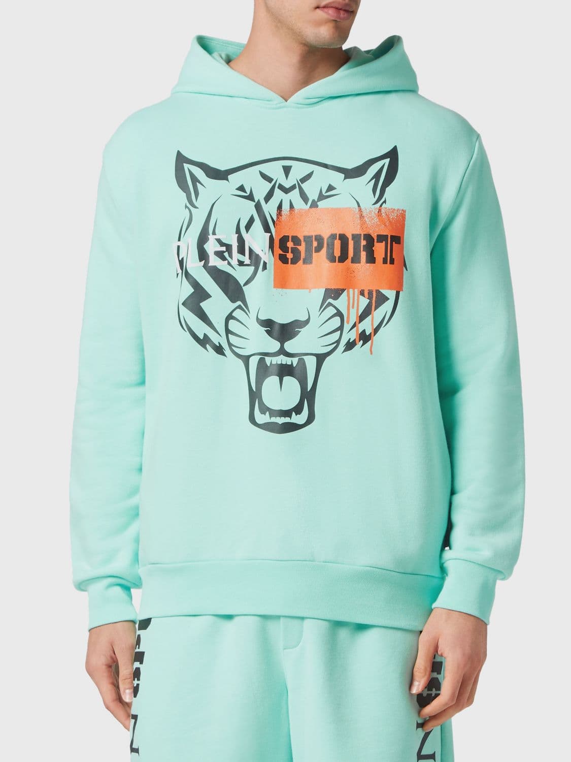 Plein Sport Relaxed Fit Jersey Hoodie with Printed Logo
