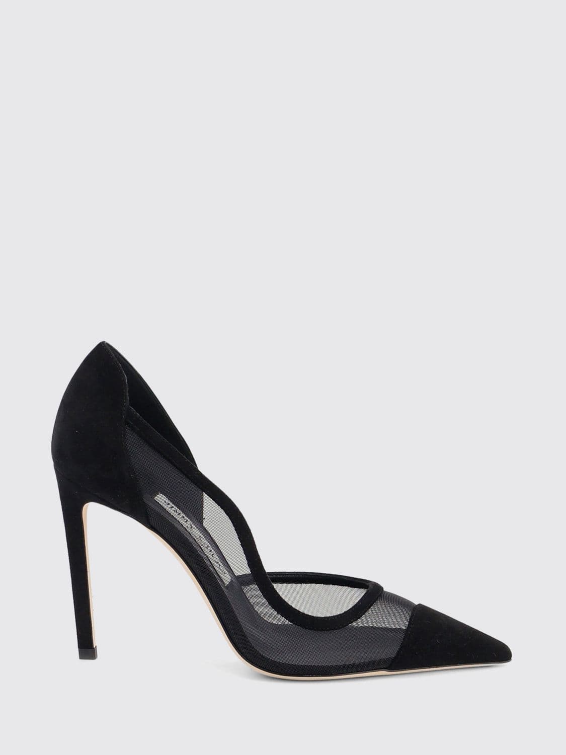 Jimmy Choo Brigitte Mesh and Suede Pumps with High Stiletto Heel