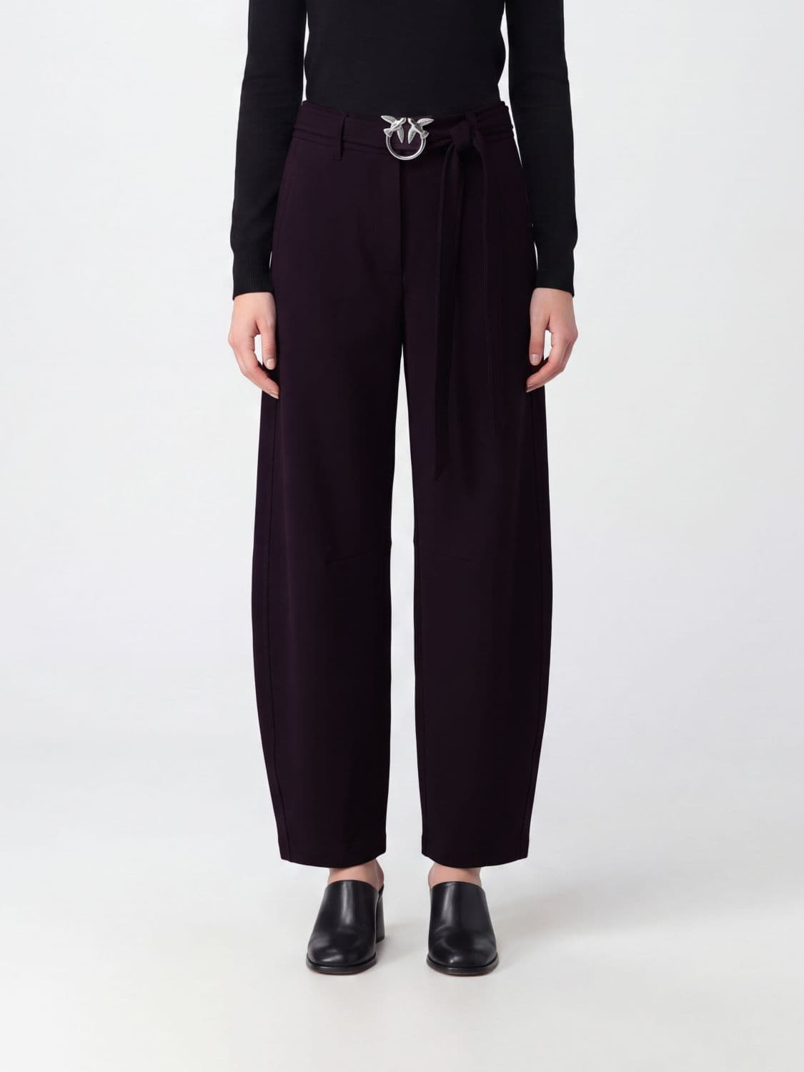 Pinko New Lexy High-Waisted Baggy Trousers with Logo Belt