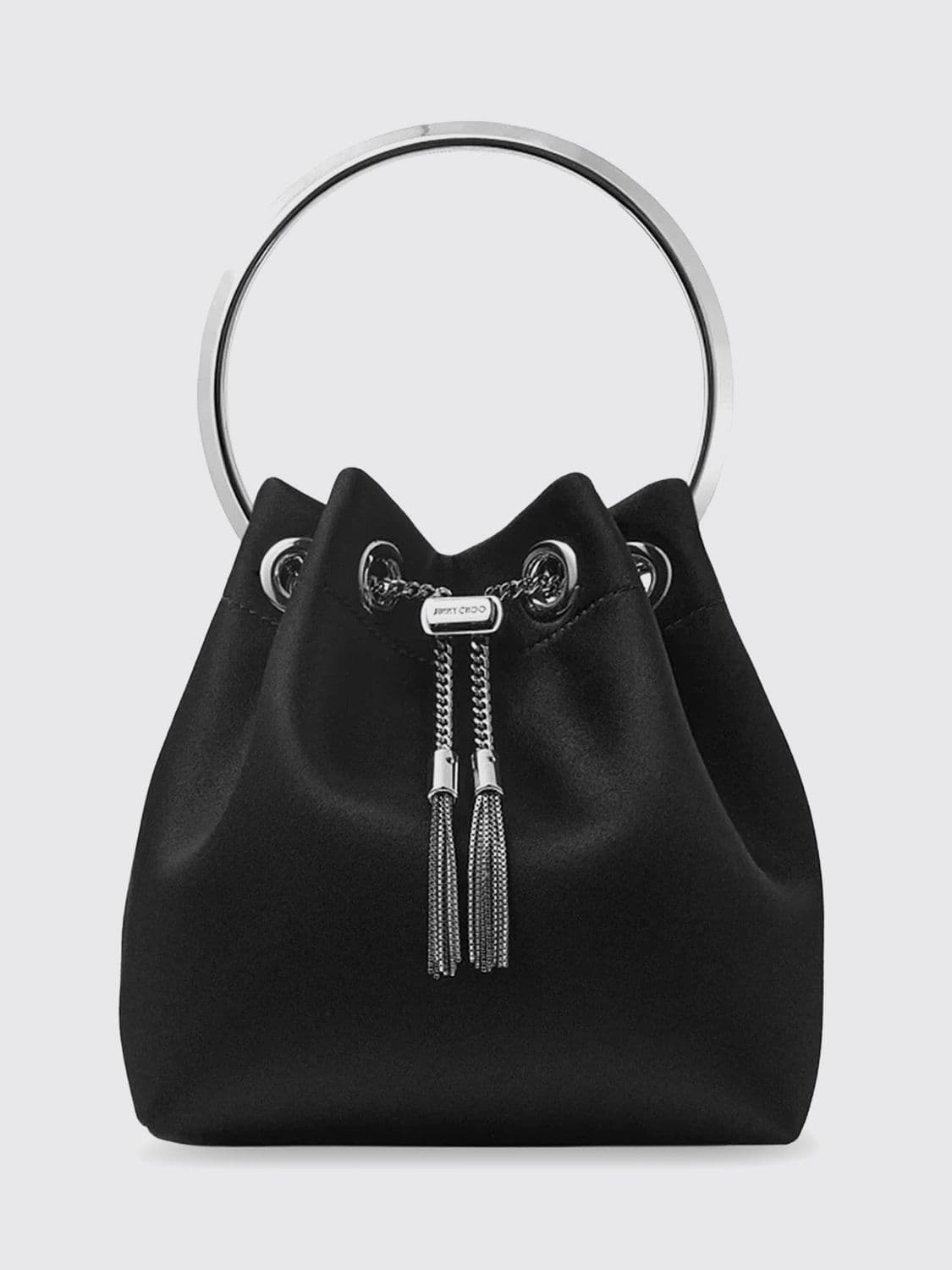 Jimmy Choo Bon Bon Satin Mini Bucket Bag with Rigid Handle