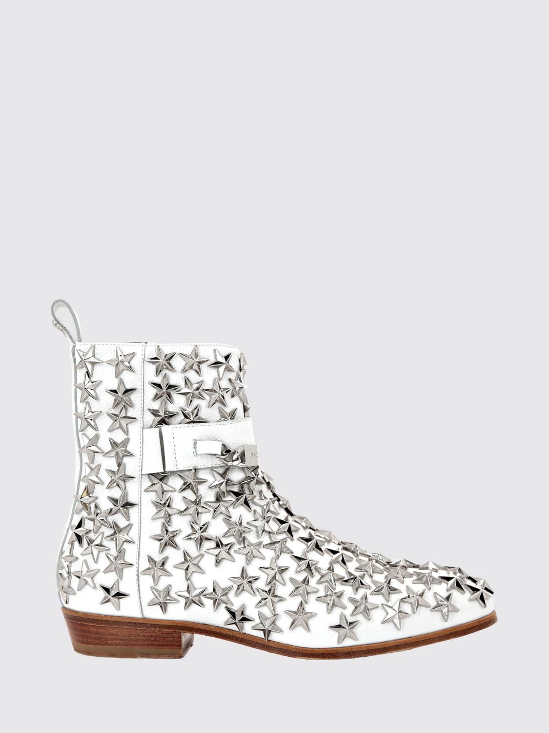 Philipp Plein Leather Cowboy Boots with Stars and Side Zip