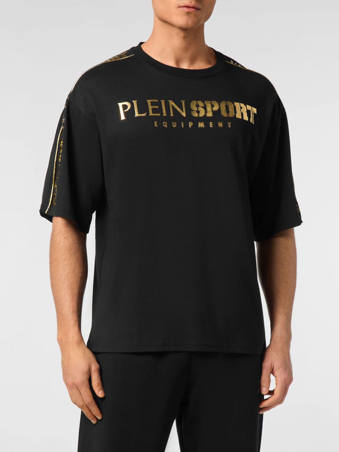 Plein Sport Jersey T-shirt with Contrasting Laminated Logo