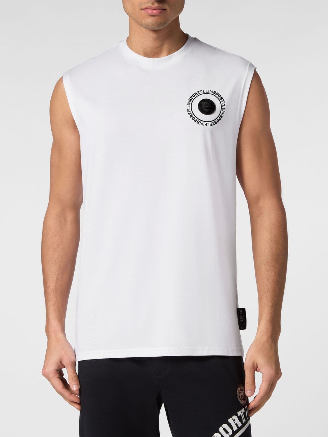 Plein Sport Jersey Sports Tank Top with Crew Neck and Logo