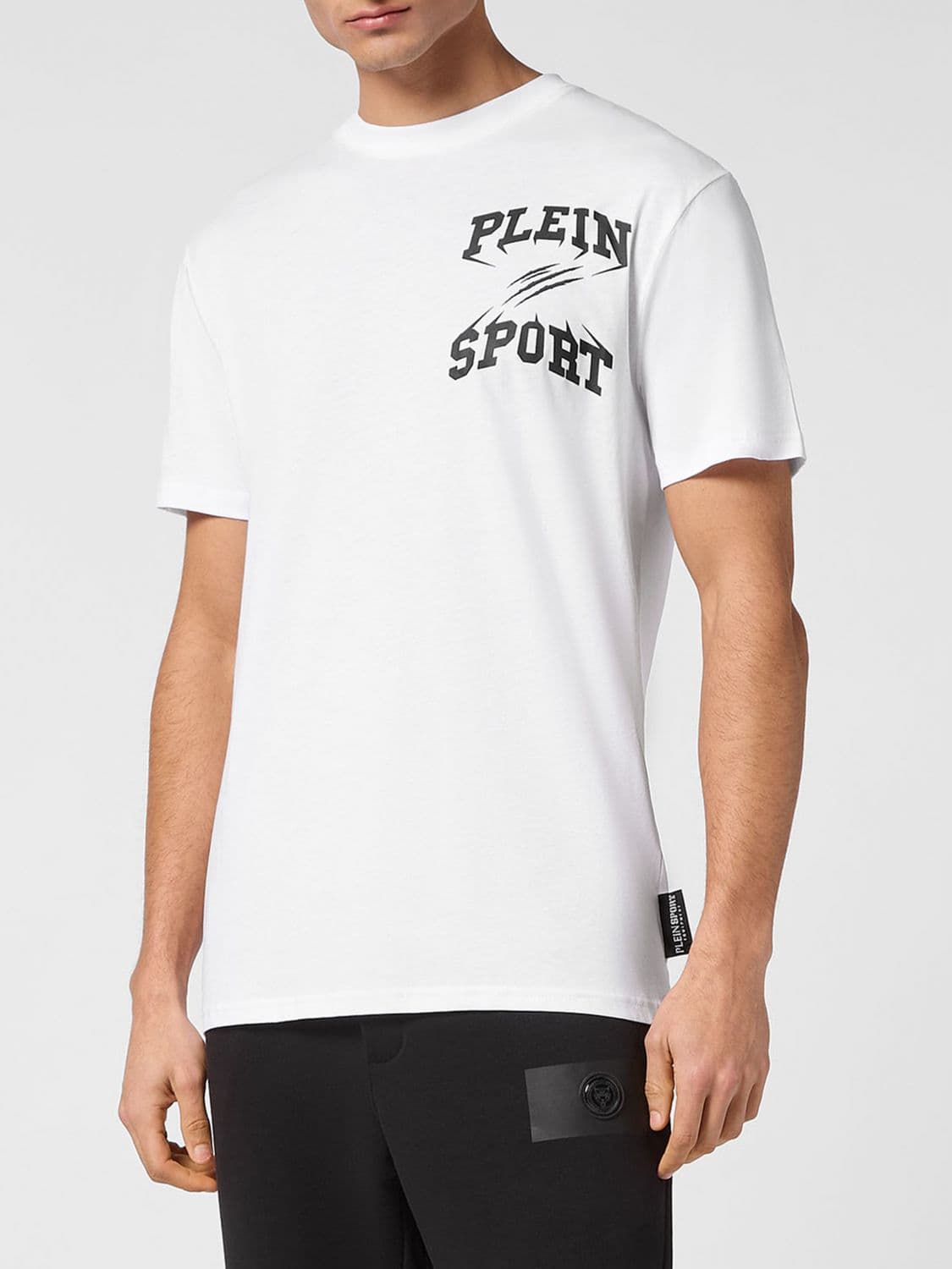 Plein Sport Cotton Jersey T-shirt with Crew Neck and Back Logo