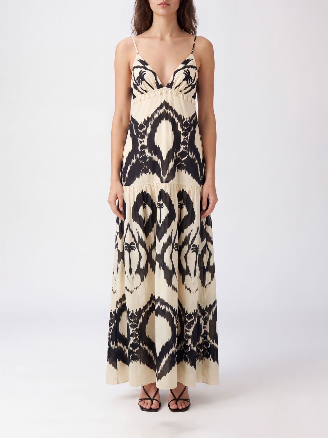 Johanna Ortiz Tropical Print Cotton Maxi Dress with High Elasticated Waist