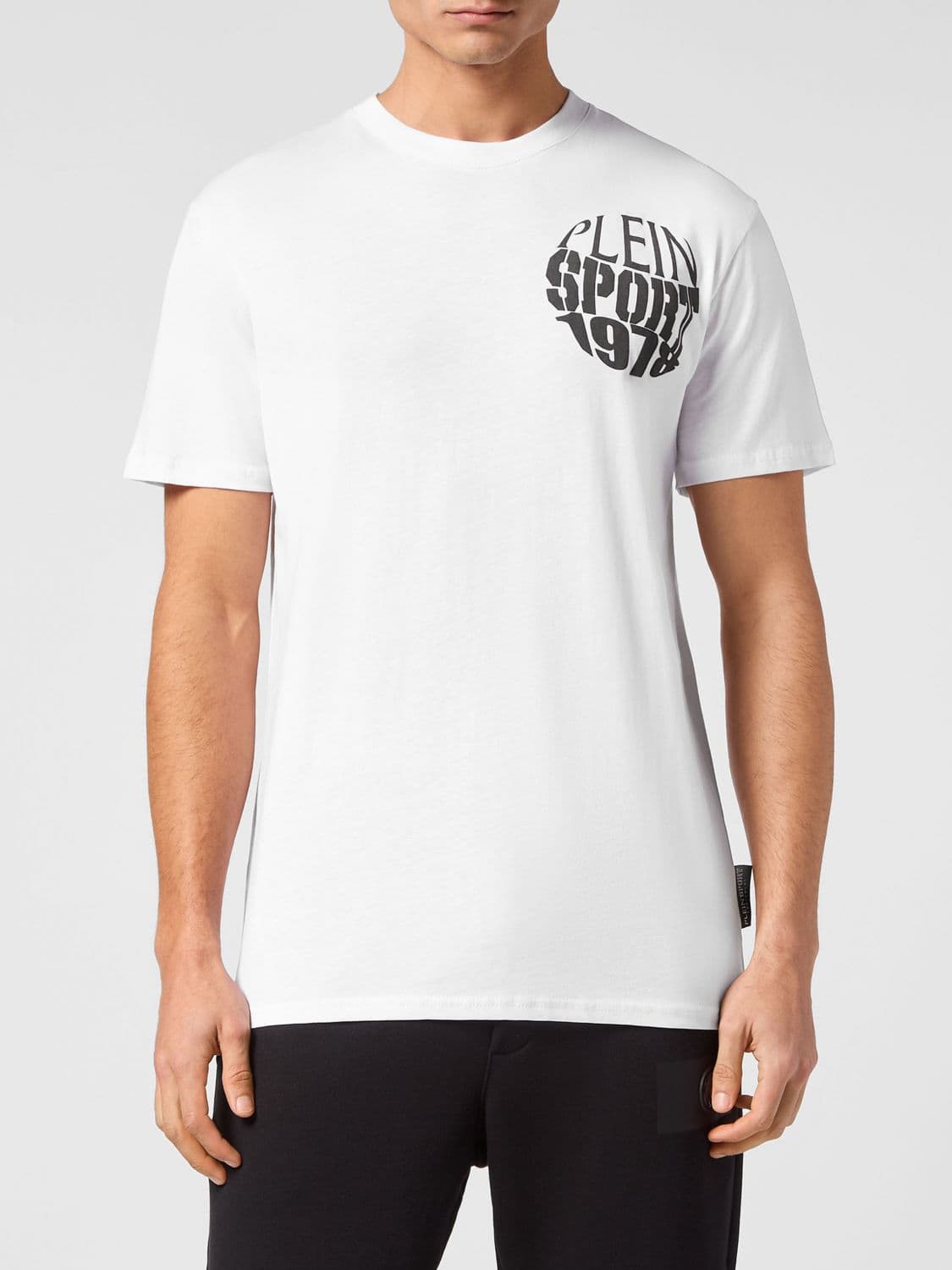 Plein Sport Slim Fit Cotton T-Shirt with Front Logo Print