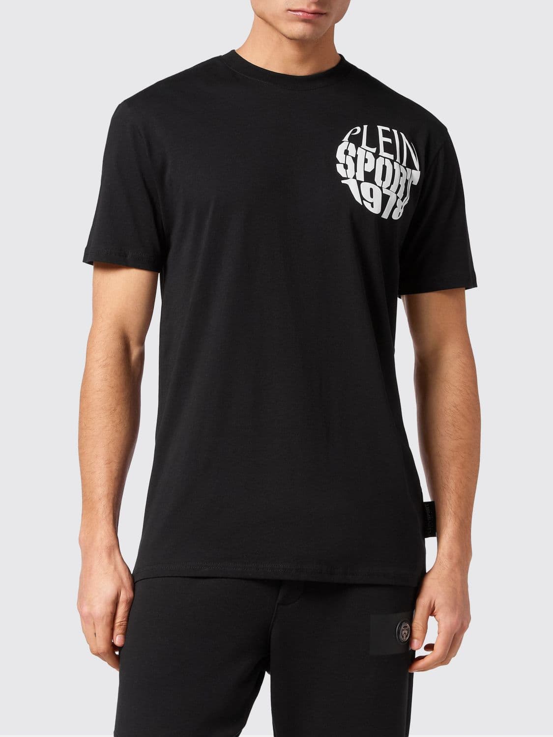 Plein Sport Slim Fit Cotton T-Shirt with Front Logo Print