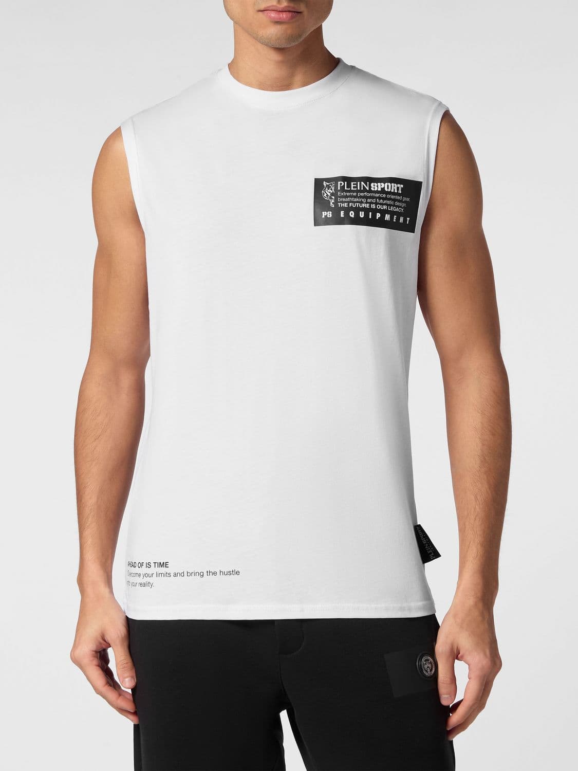 Plein Sport Slim Fit Cotton Tank Top with Contrast Logo Print