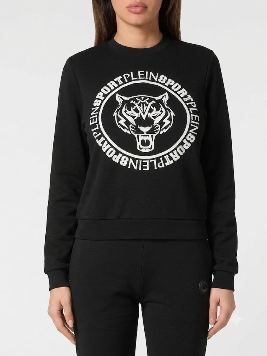 Plein Sport Crewneck Jumper in Jersey with Contrast Logo Print