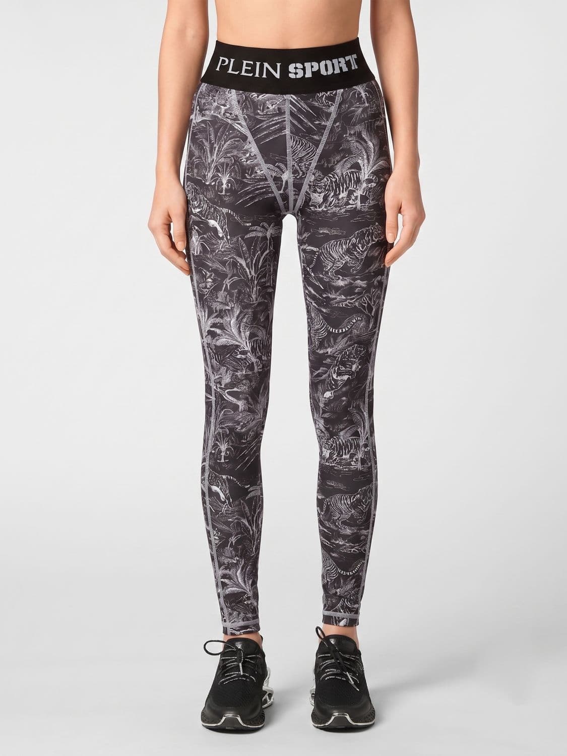 Plein Sport High-Waisted Skinny Leggings with Tropical Floral Print