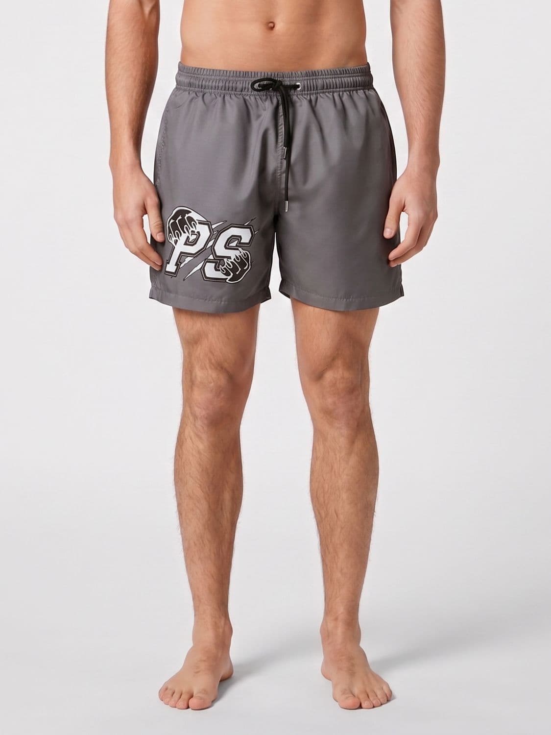 Plein Sport All-Over Monogram Print Nylon Swim Trunks
