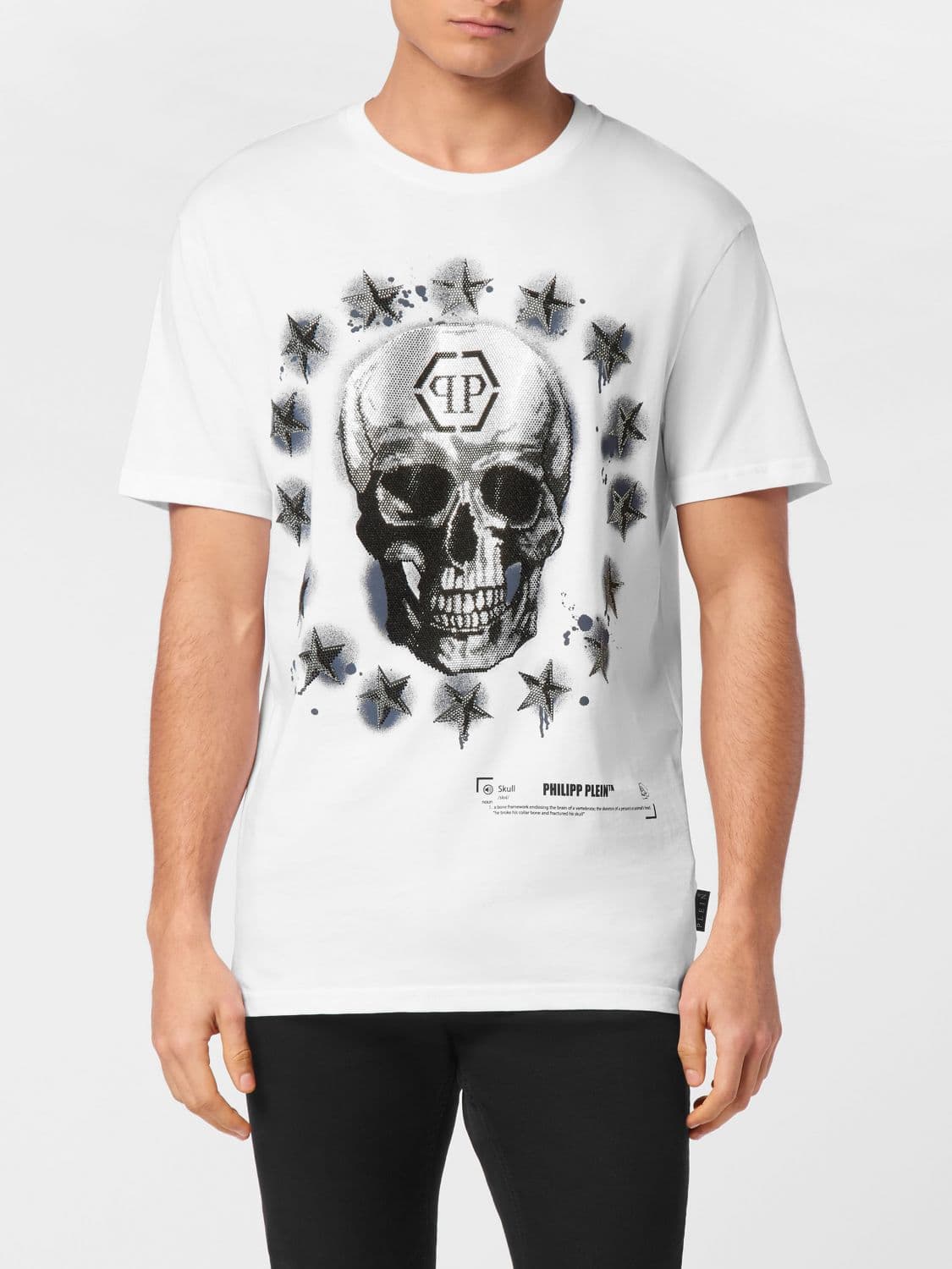 Philipp Plein Slim Fit Cotton T-Shirt with Skull and Monogram Print