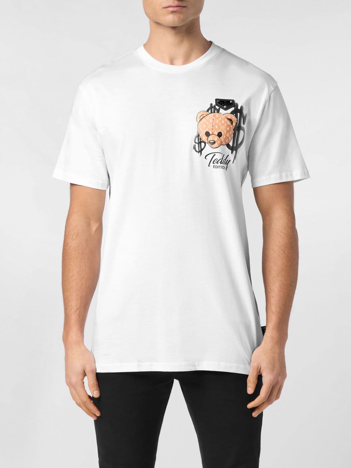 Philipp Plein Teddy Bear Print Cotton T-Shirt with Logo