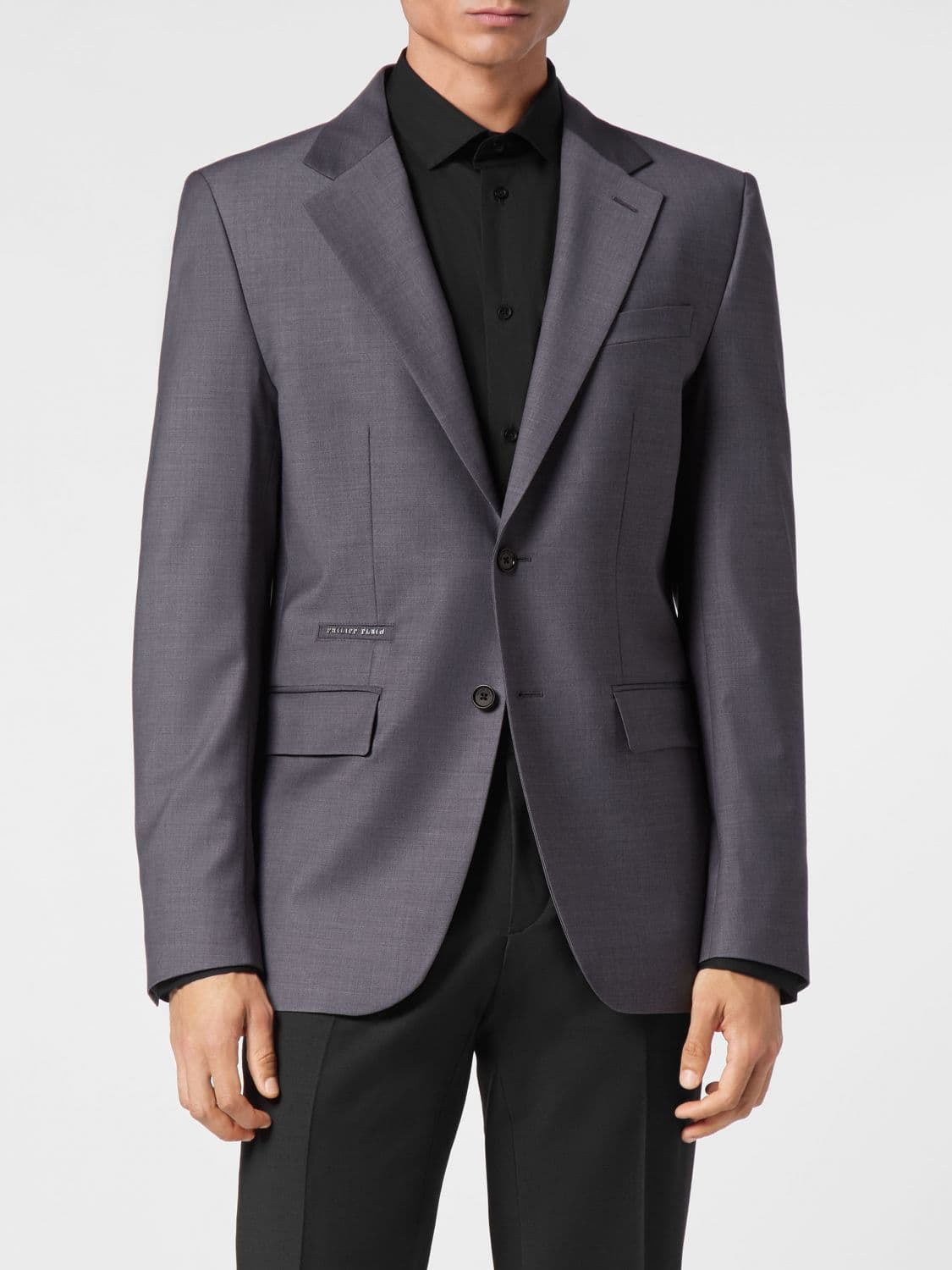 Philipp Plein Single-Breasted Wool Blend Blazer with Peak Lapels