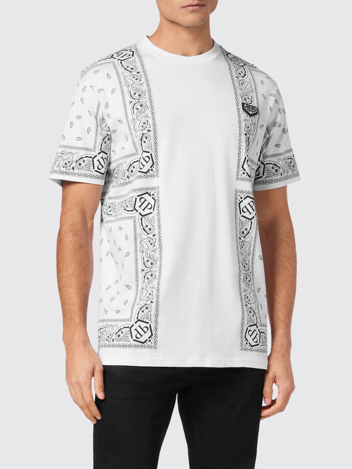 Philipp Plein Monogram and Bandana Print Cotton T-Shirt