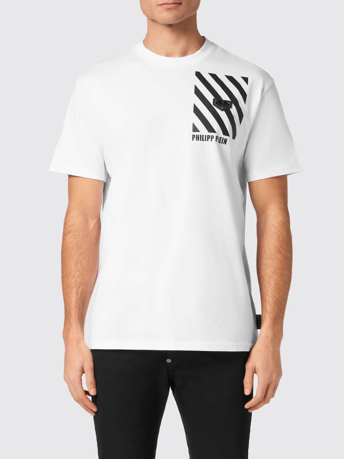 Philipp Plein Slim Fit Cotton T-Shirt with Contrasting Logo
