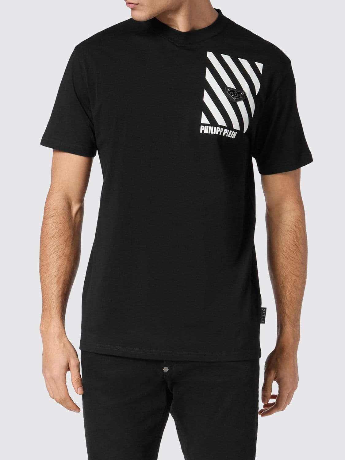 Philipp Plein Slim Fit Cotton T-Shirt with Contrasting Logo