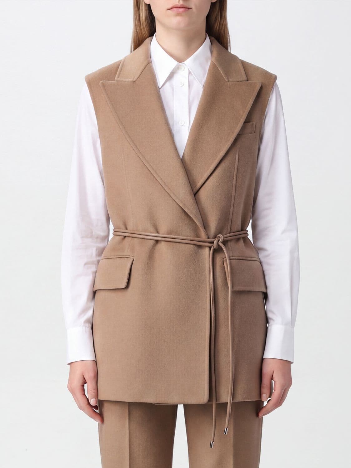 Sportmax Belted Pure Virgin Wool Robe Vest
