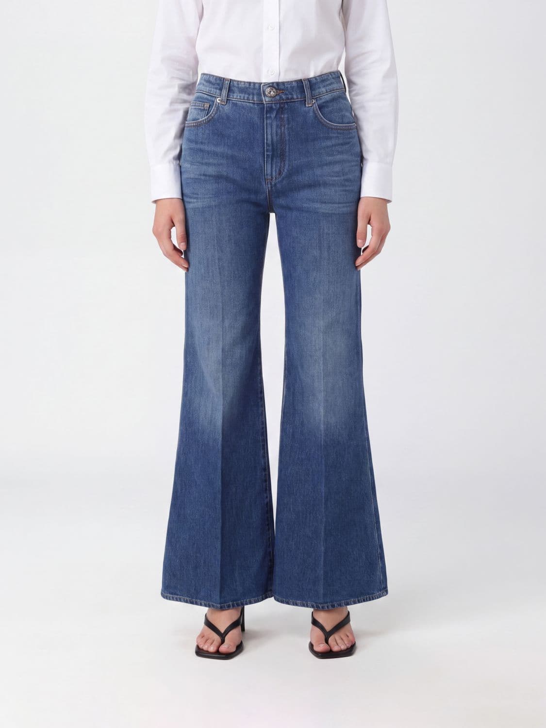 Sportmax High-Waisted Flared Jeans in Cotton Denim