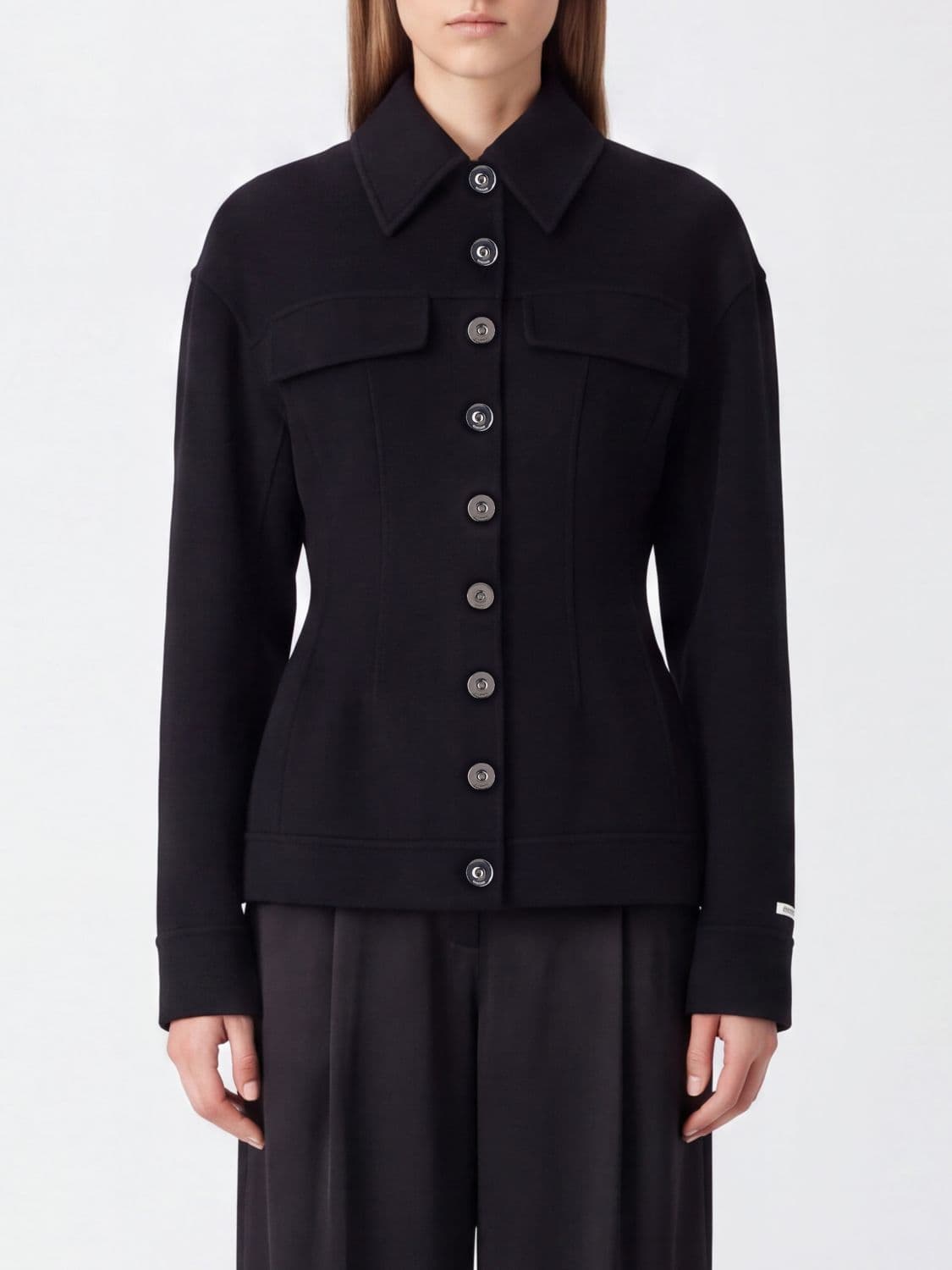 Sportmax Slim Fit Single-Breasted Short Coat in Pure Virgin Wool