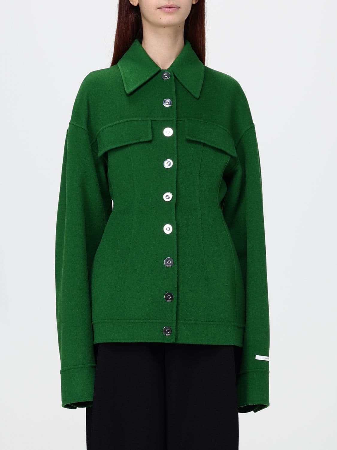 Sportmax Slim Fit Single-Breasted Short Coat in Pure Virgin Wool