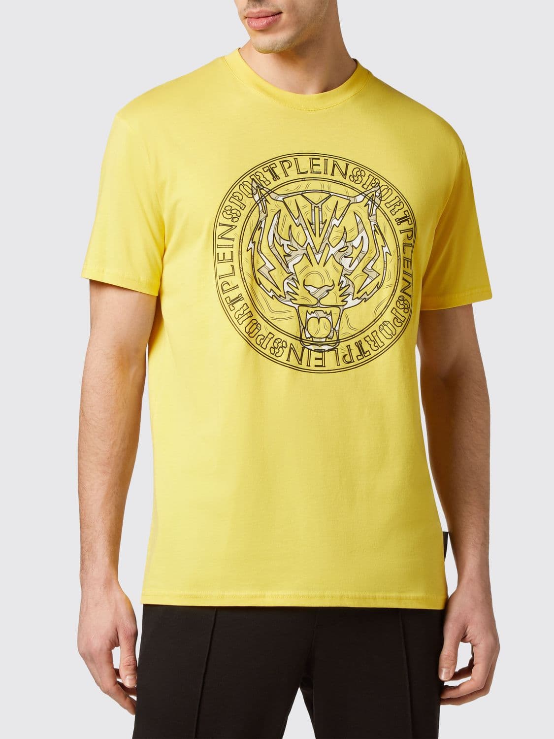 Plein Sport Cotton T-Shirt with Contrasting Graphic Logo Print