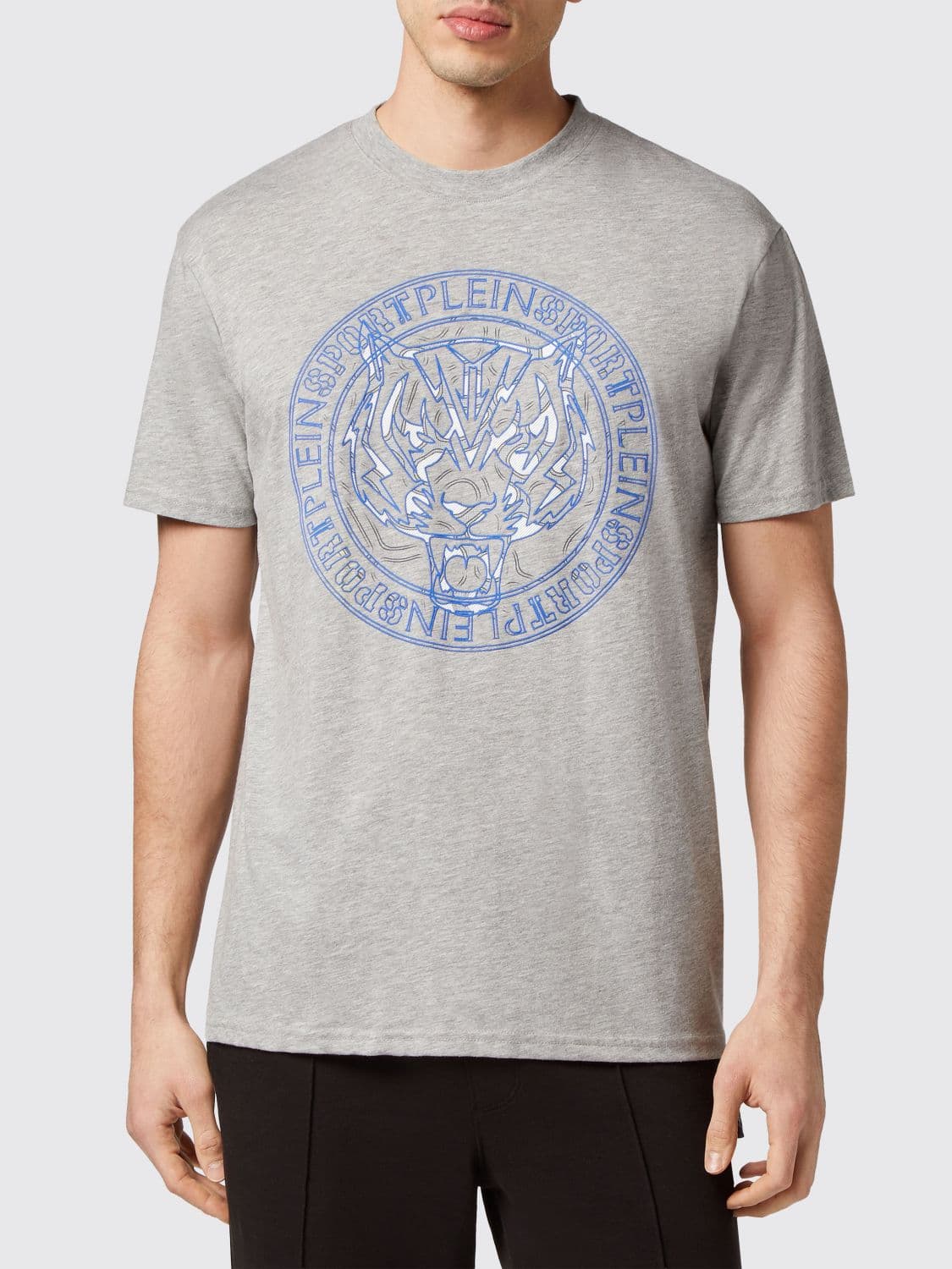 Plein Sport Cotton T-Shirt with Contrasting Graphic Logo Print