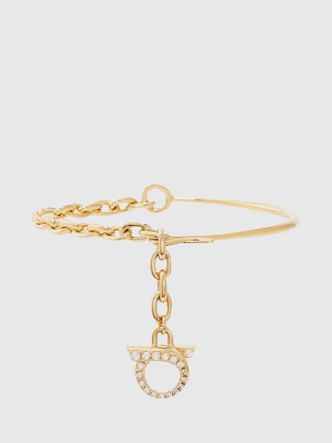 Ferragamo Logo Detail Brass and Glass Bracelet