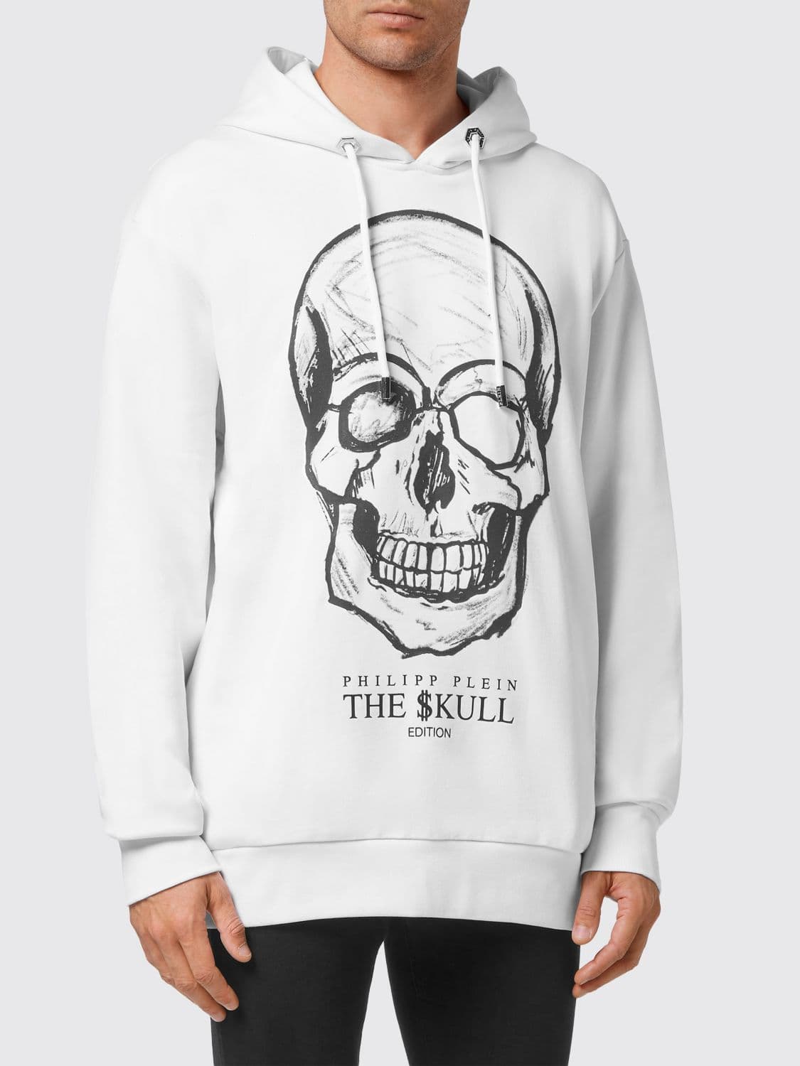 Philipp Plein Oversized Cotton Hoodie with Skull Print