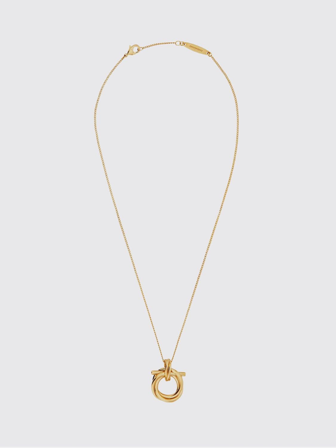 Ferragamo Gancini Sliding Pendant Necklace in Brass · OS
