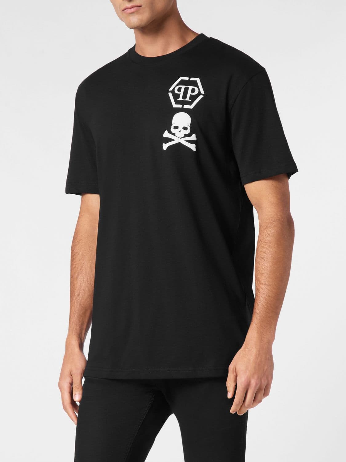 Philipp Plein Cotton T-Shirt with Skull and Logo Print