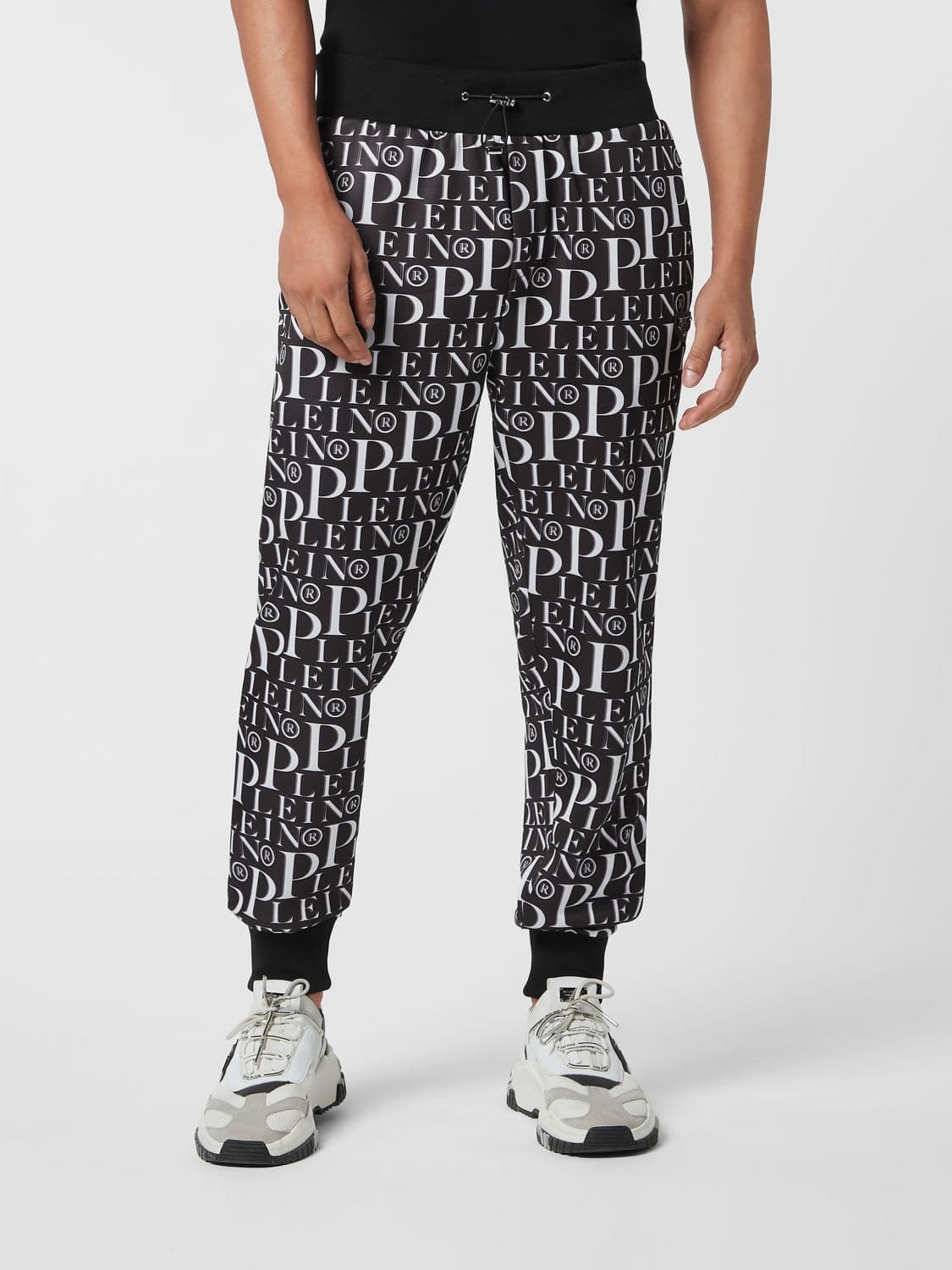 Philipp Plein Contrast Logo Jersey Jogging Trousers with Drawstring