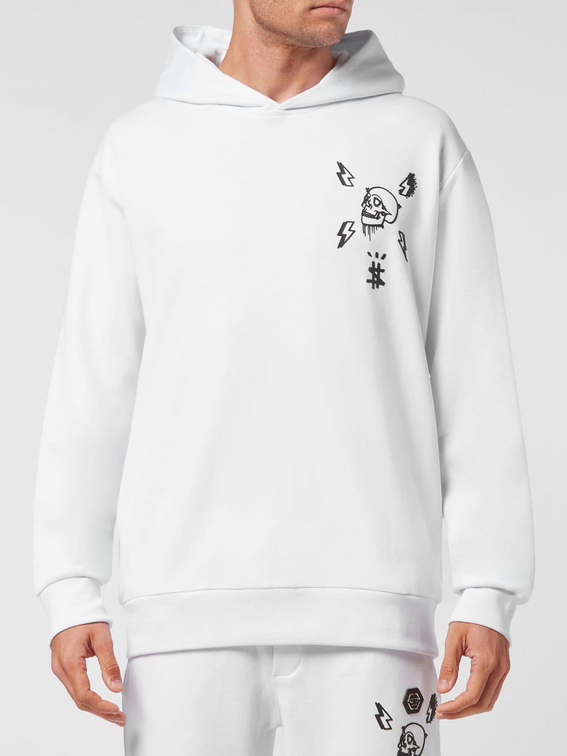 Philipp Plein Cotton Hoodie with Skull Print
