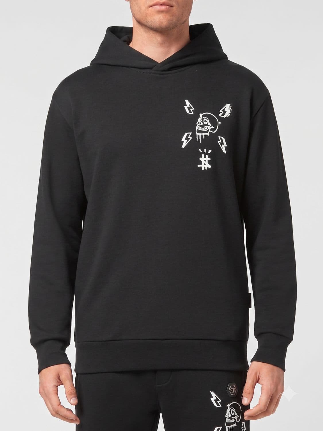 Philipp Plein Cotton Hoodie with Skull Print
