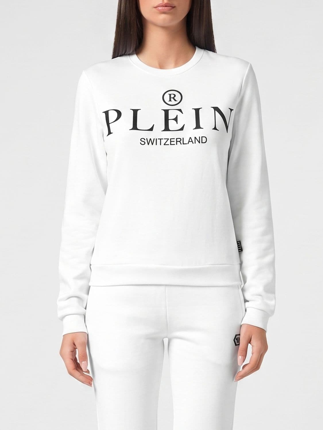 Philipp Plein Crewneck Cotton Sweatshirt with Contrast Logo Print