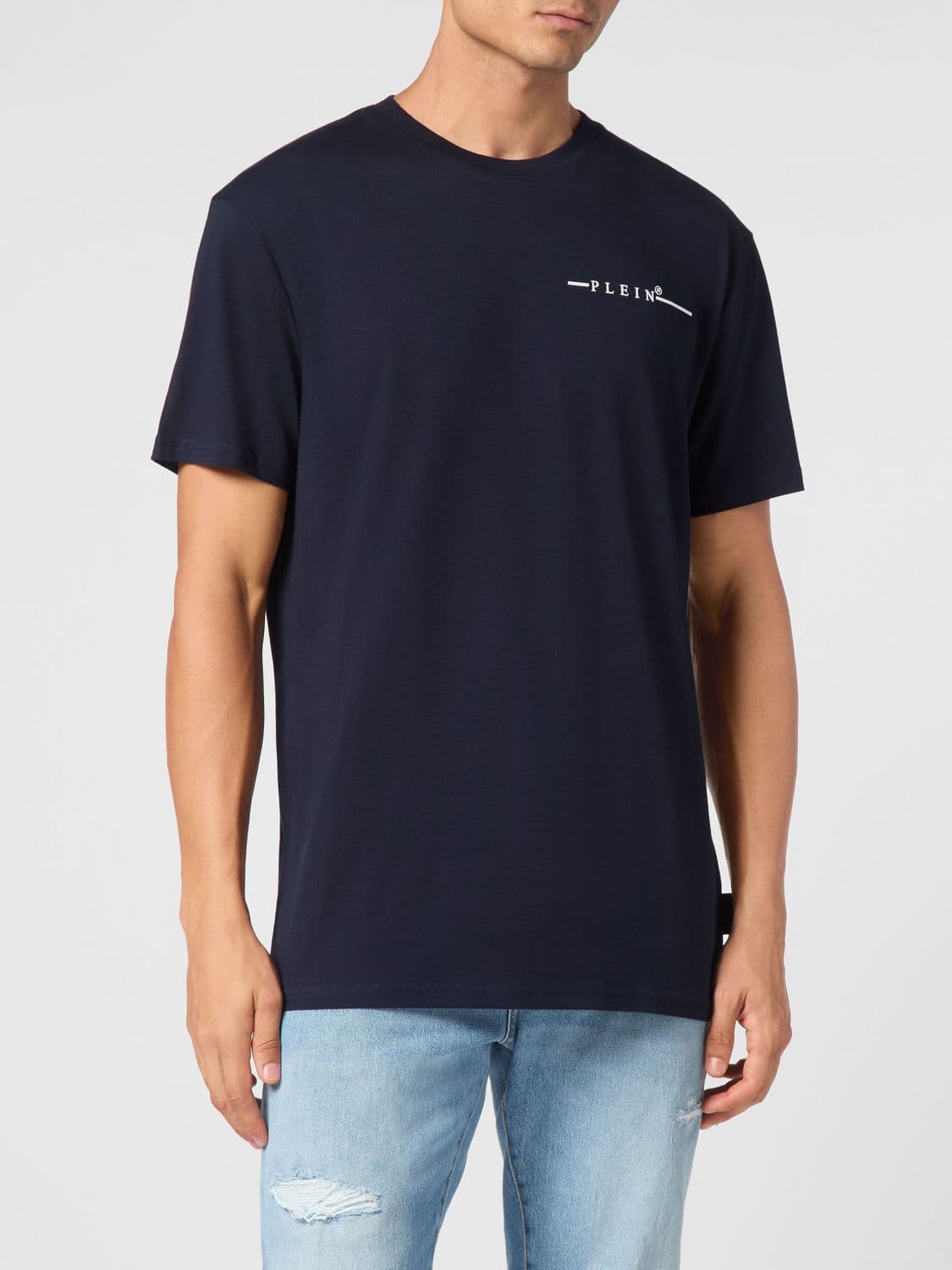 Philipp Plein Cotton T-Shirt with Contrasting Chest Logo