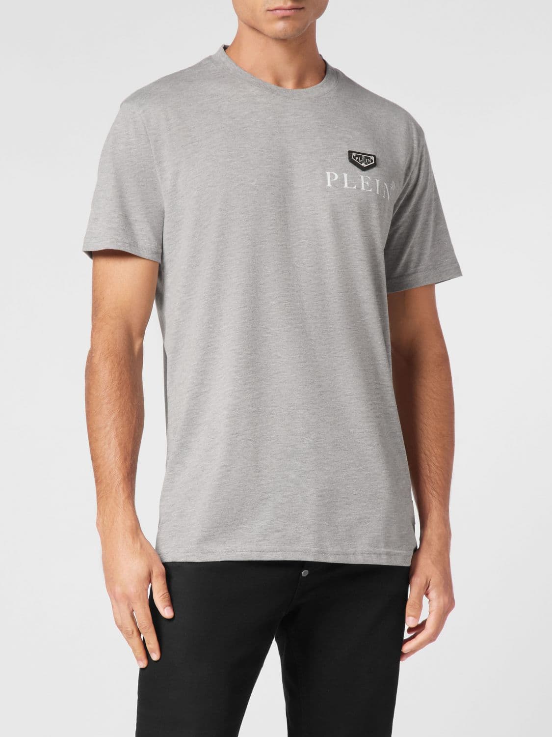 Philipp Plein Crew Neck T-Shirt in Pure Cotton with Contrast Chest Logo