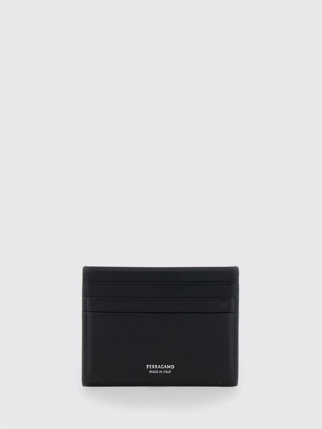 Ferragamo Smooth Calfskin Leather Card Holder with Laminated Logo