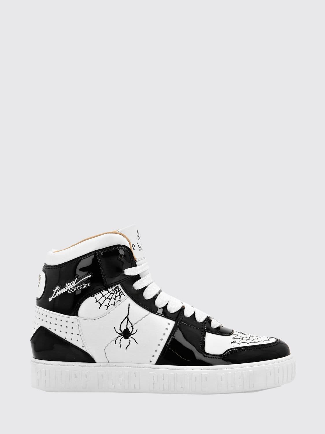 Philipp Plein Limited Edition High-Top Leather Sneakers with Graphic Print