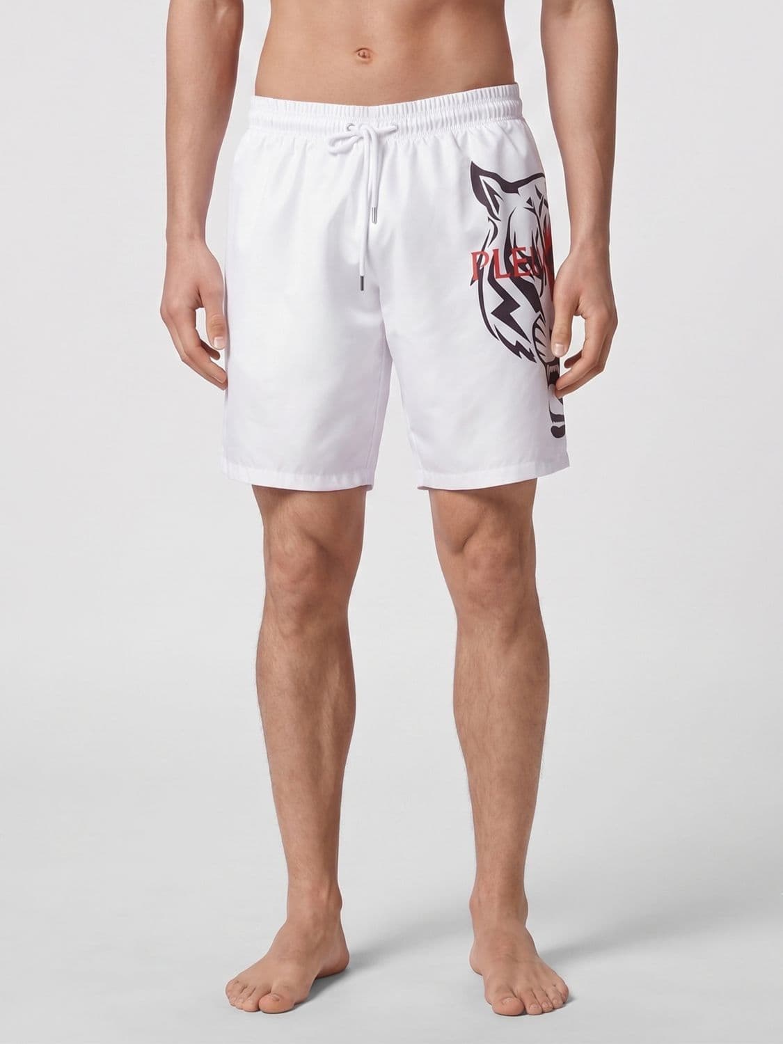Plein Sport Nylon Swim Trunks with Contrasting Printed Logo