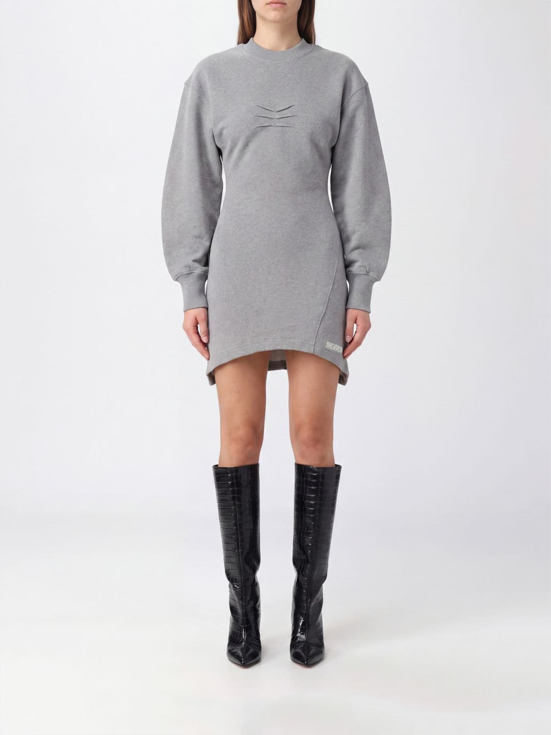 The Attico Asymmetrical Mini Sweatshirt Dress in Cotton