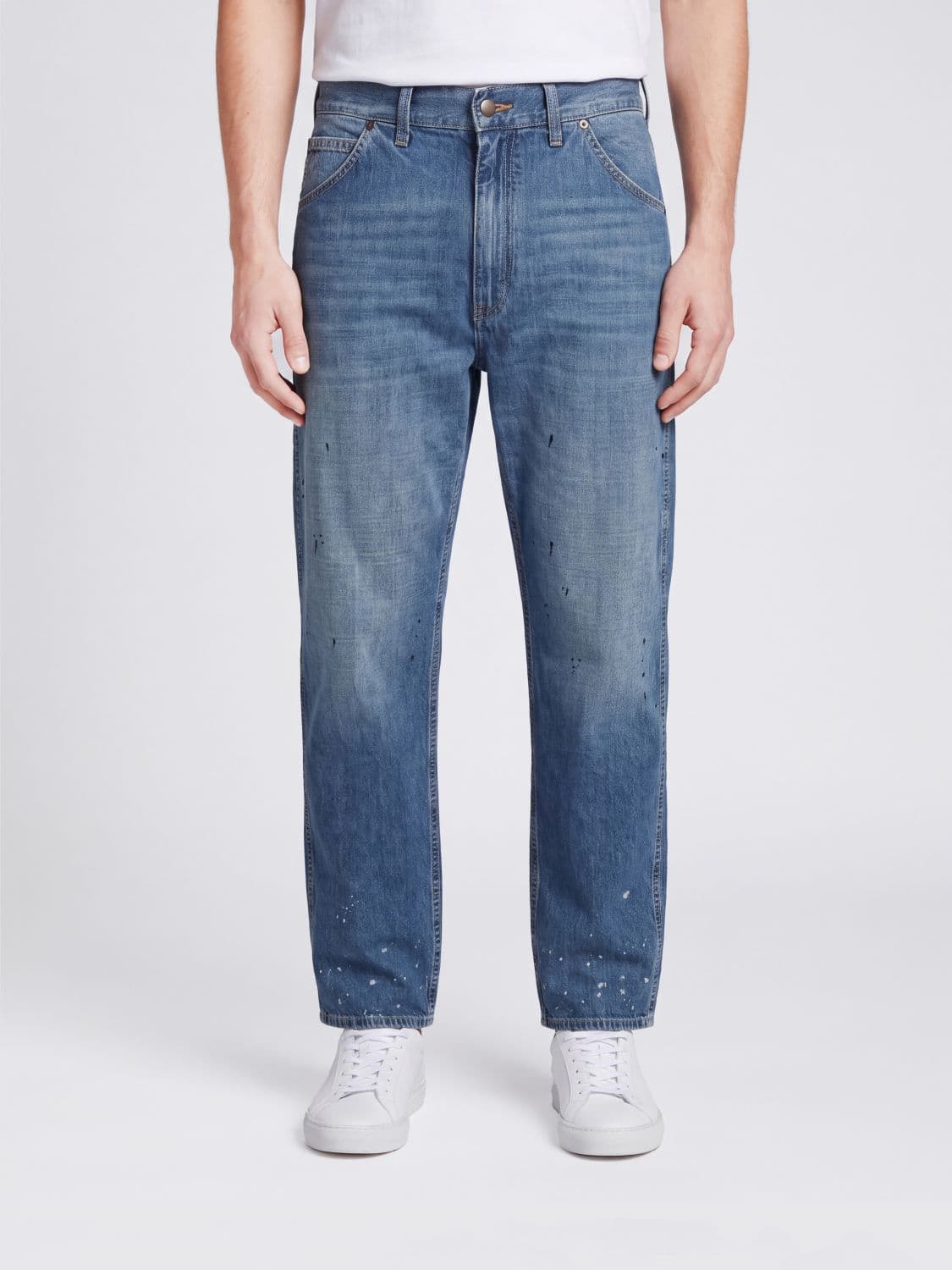 Maison Margiela Straight Fit Abstract Print Cotton Denim Jeans