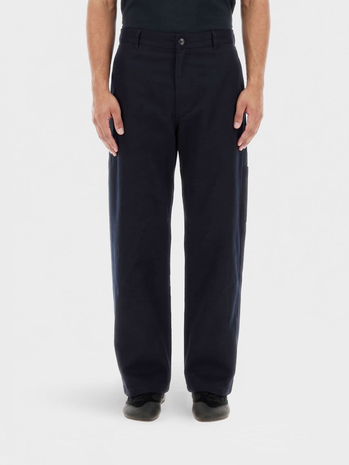 Loewe Straight-Leg Twill Trousers with Embroidered Logo