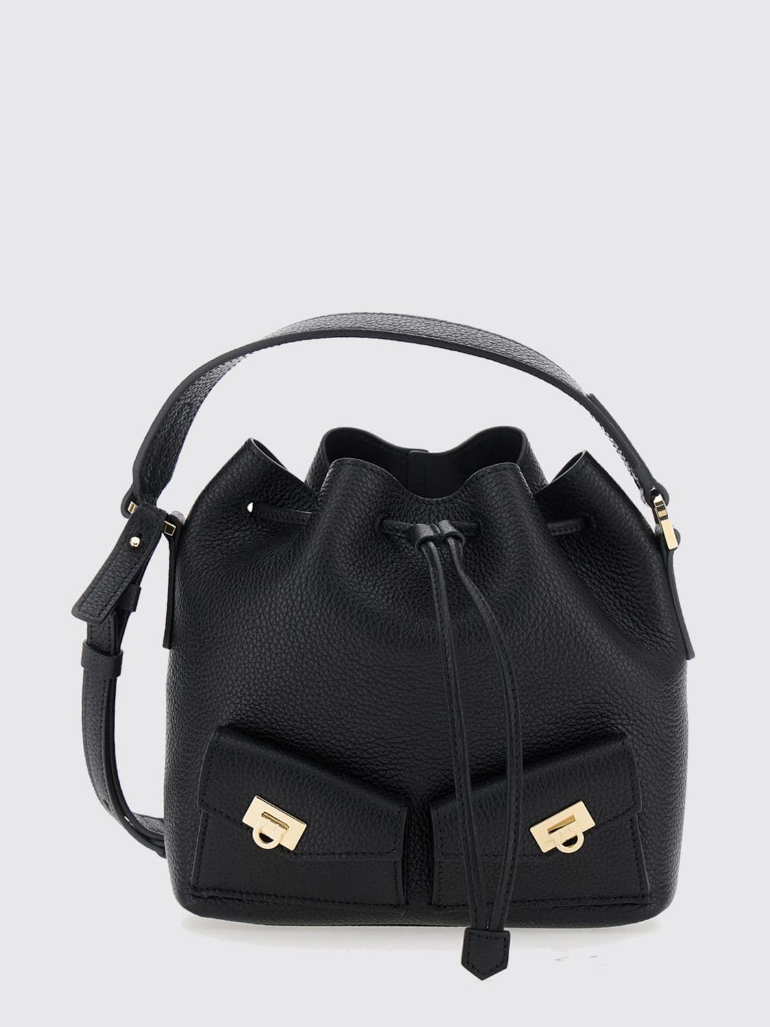 Ferragamo Multipocket Mini Bucket Bag in Hammered Calfskin Leather · OS
